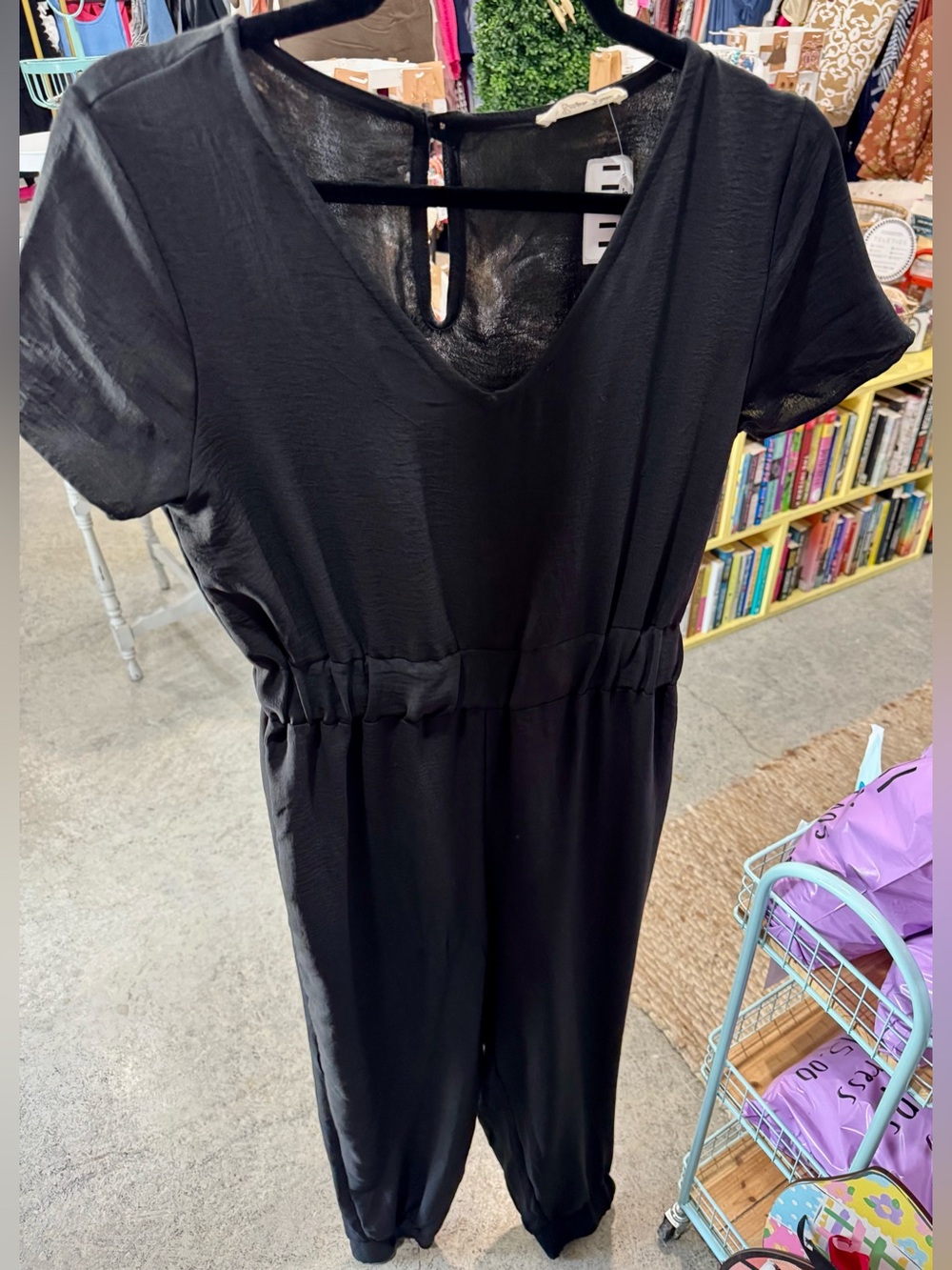 Beeson River Black Short-Sleeve V-Neck Jumpsuit
